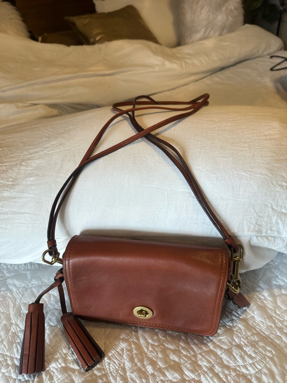 Coach Leather Crossbody Bag in Brown - Classic Women's Shoulder Bag
